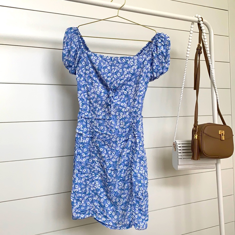 Blue Foral Print Dress